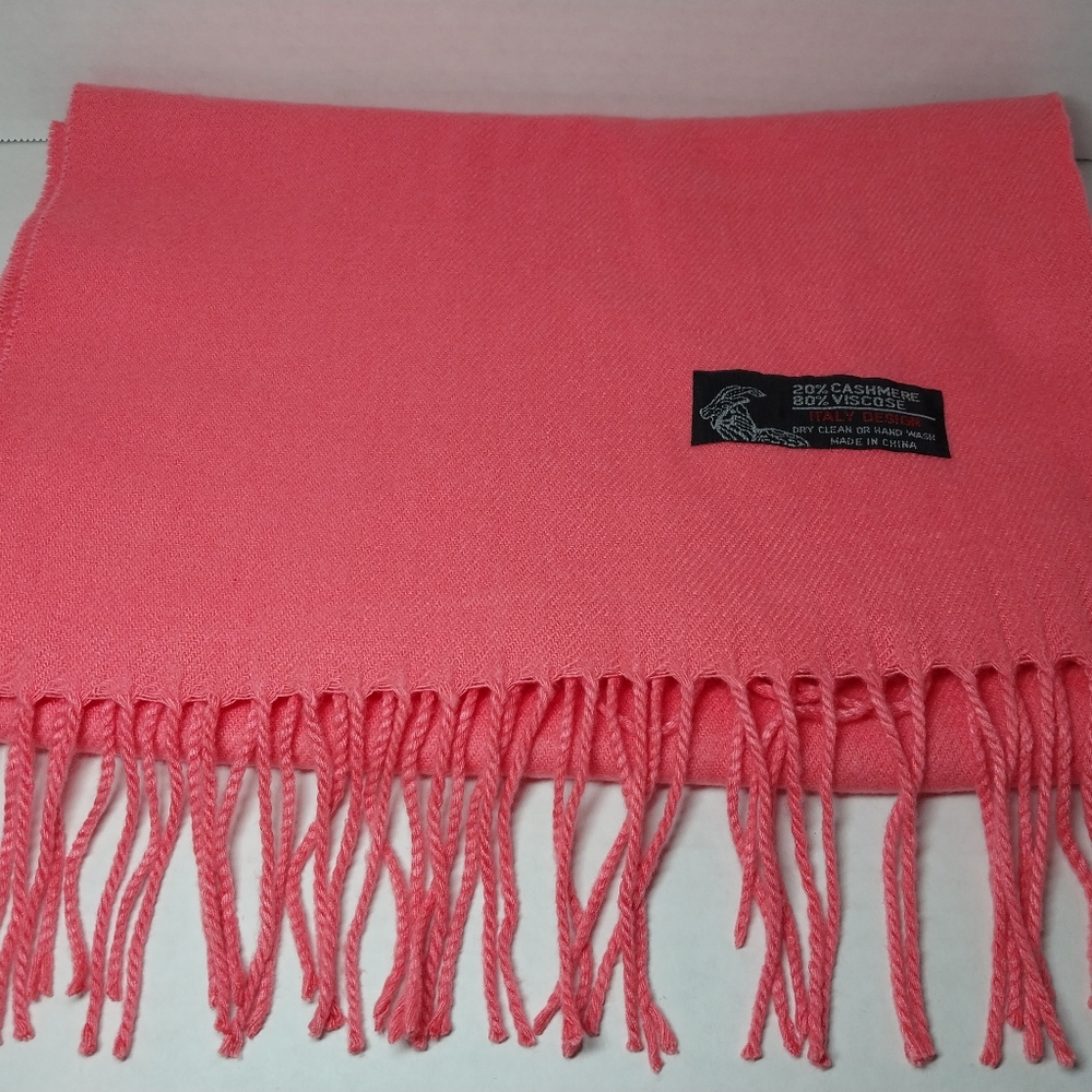 Italy Design super soft Cashmere blend tight knit pink scarf 76 inches long